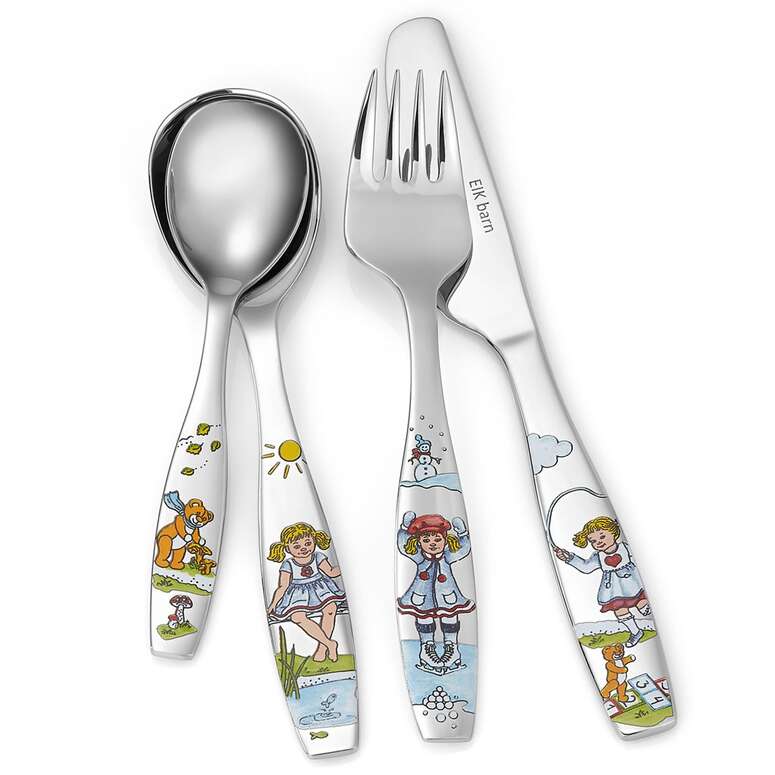 Hjertevenn stålbestikk pike, 4 deler