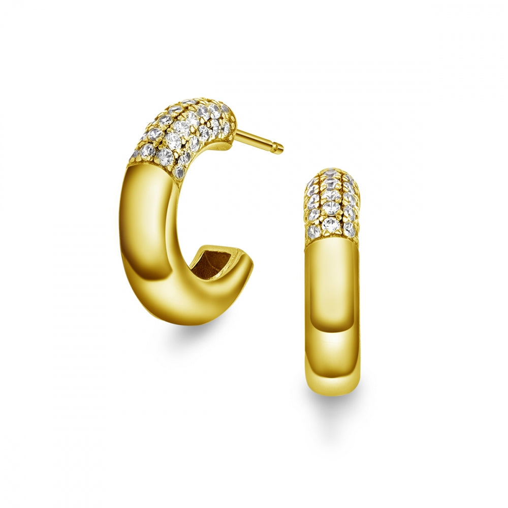 Øredobber i forgylt sølv med zirkonia, 15mm