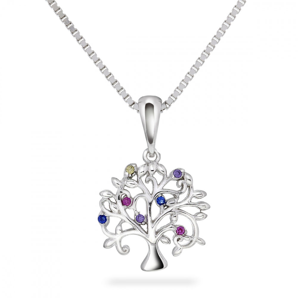 HALSSMYKKE I SØLV MED ZIRKONIA, LIVETS TRE