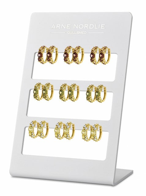 Øreringer i forgylt sølv med grønn zirkonia