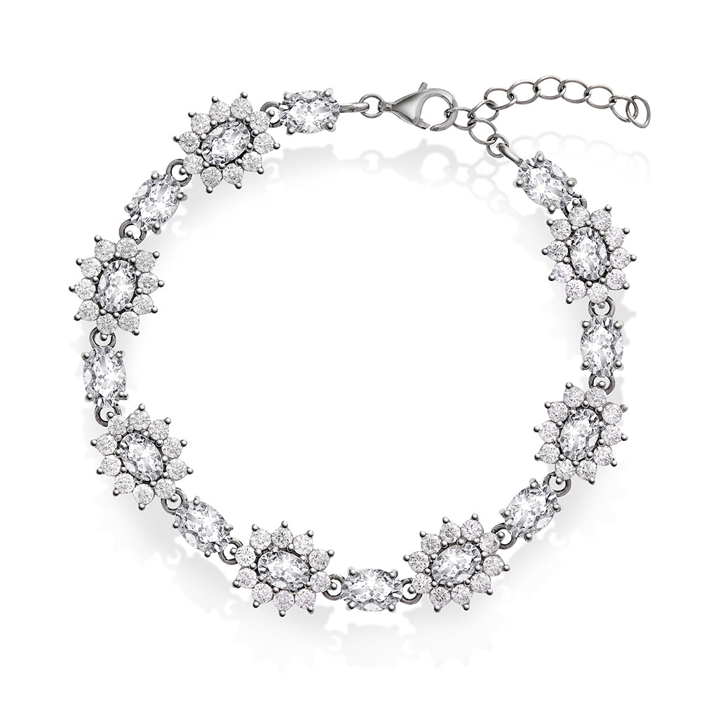 Royal armbånd i sølv med hvit sten