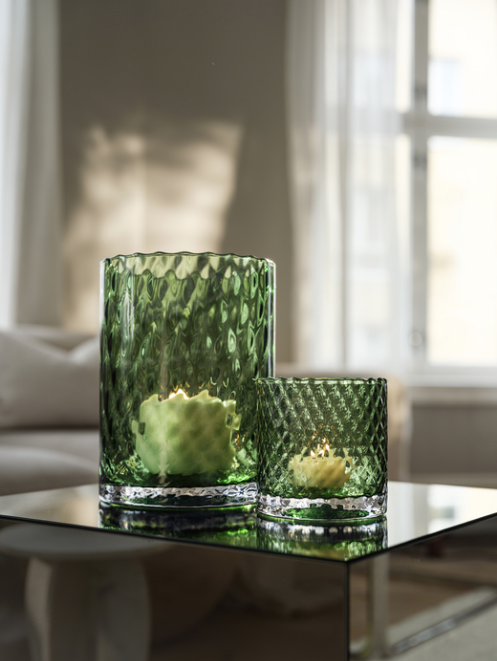 Harlekin Lykt/Vase 24cm, Grønn