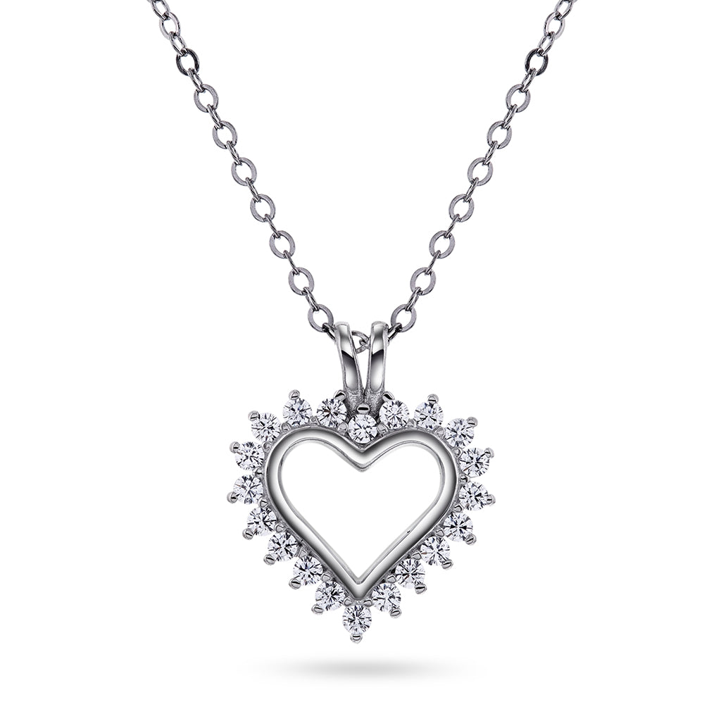 Smykke i sølv med zirkonia hjerte