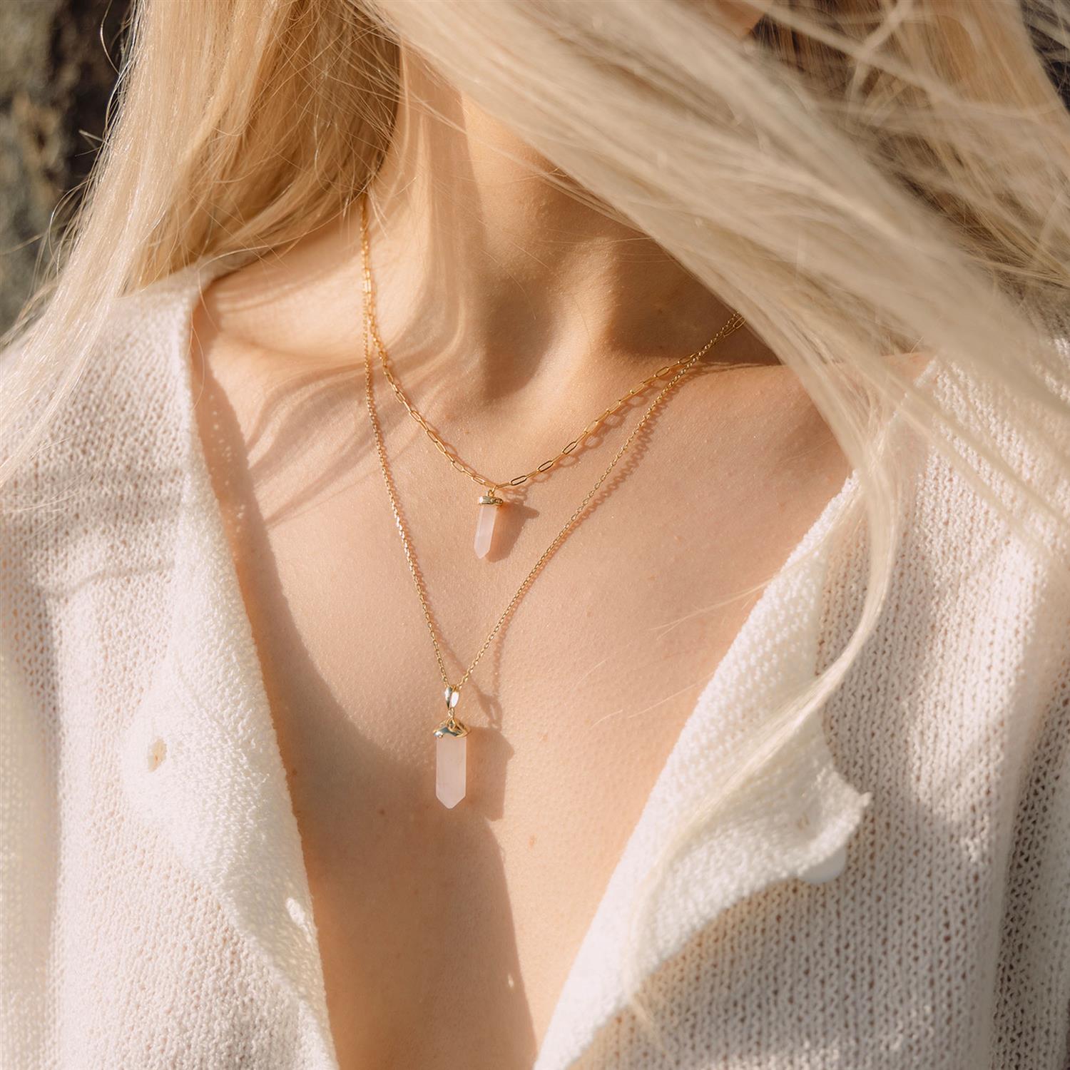 GUIDANCE PENDELSMYKKE SØLV, ROSENKVARTS