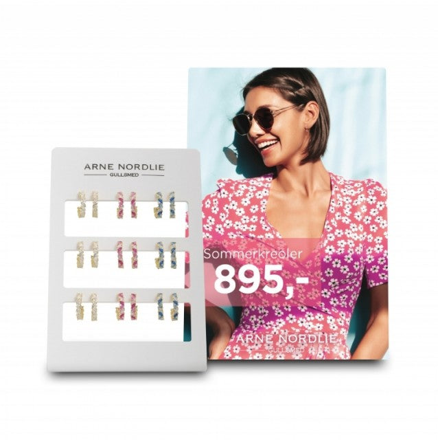 ØREDOBBER I FORGYLT SØLV MED BLÅ ZIRKONIA