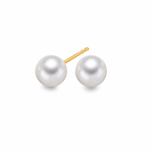 Øredobber i gull med perle, 4,5-5mm