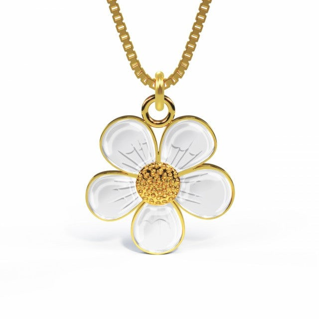 LIV Smykke i forgylt sølv, Hvit Jordbærblomst