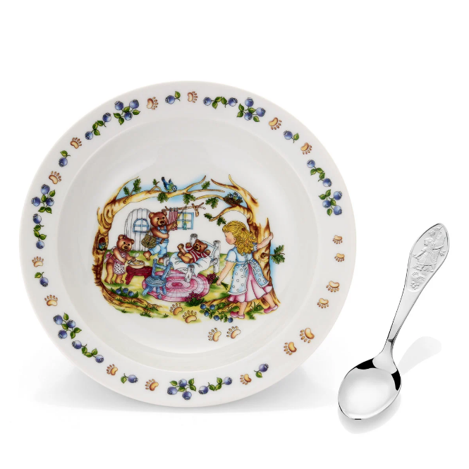 Gullhår, Grøtskål og skje