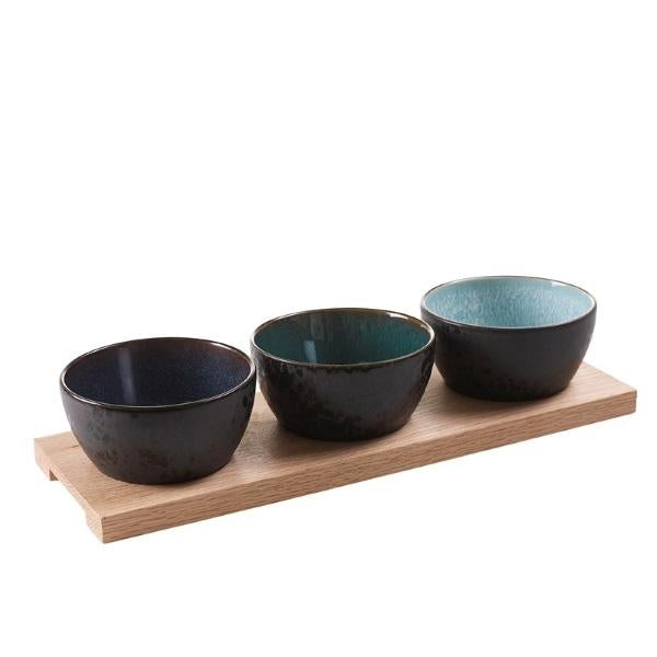 Snackssett 39x13cm, Mørkblå/lys