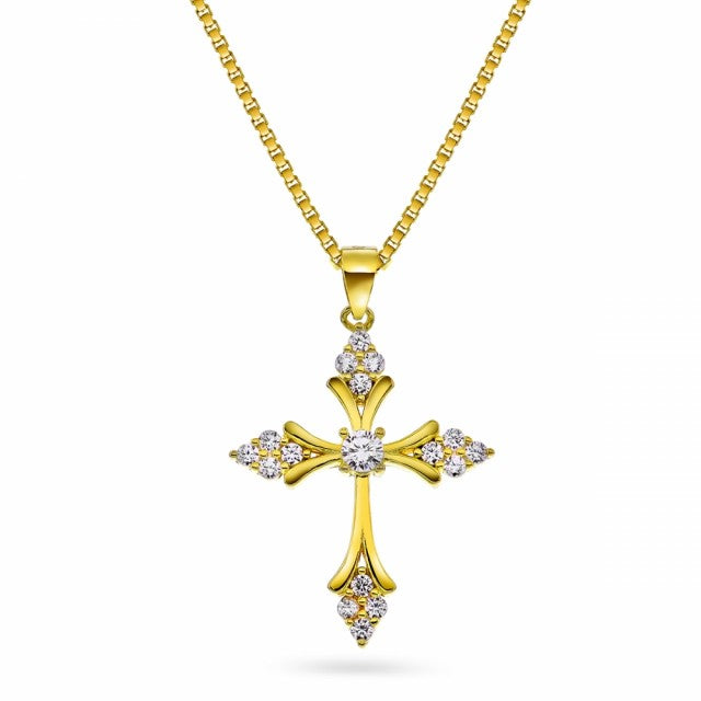 Smykke i forgylt sølv med zirkonia, Kors