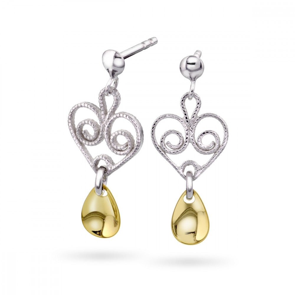 Pia & Per Øreheng, hvit m/forgylte løv