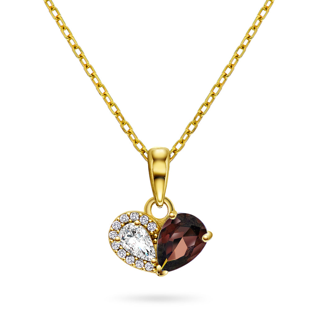 Sammen smykke i sølv med brun/hvit zirkonia