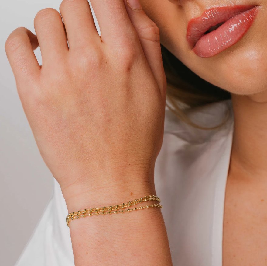 Armbånd i forgylt sølv, 3 rader
