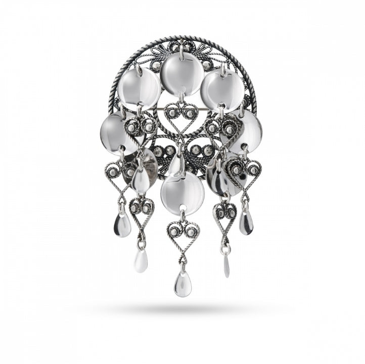 Ingrid sølje med heng, oksidert