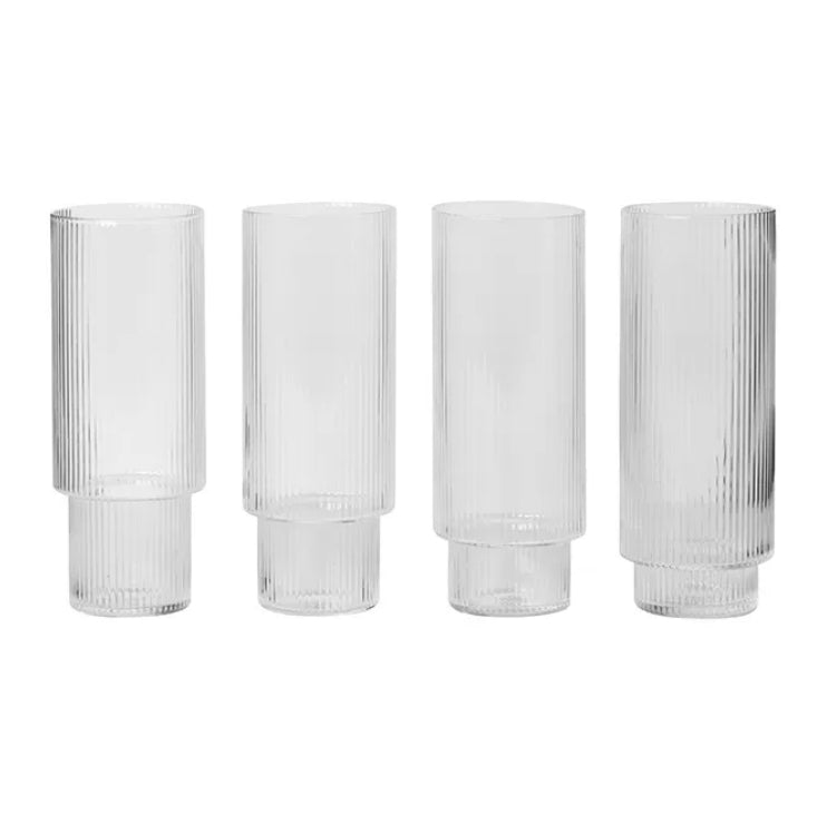 Ripple Long Drink Glasses 4 stk, Clear