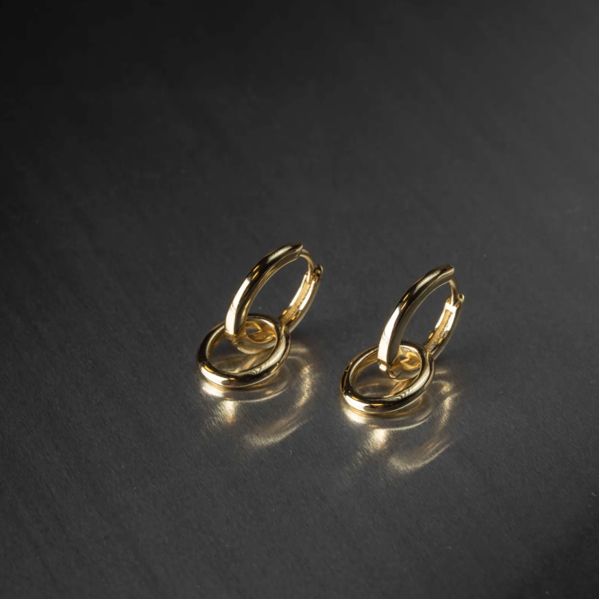 Hin dobbel hoop øreringer i forgylt sølv