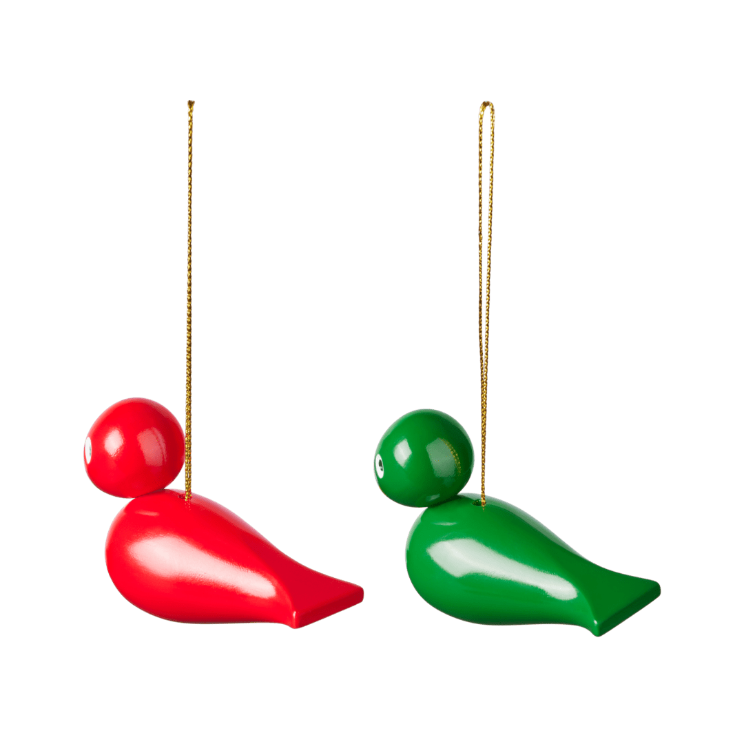 Julefugler 2 stk, Rød/Grønn