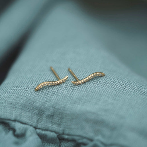 Øredobber i gull med zirkonia