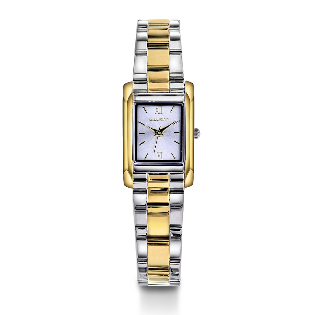 Klokke med to-farget stållenke