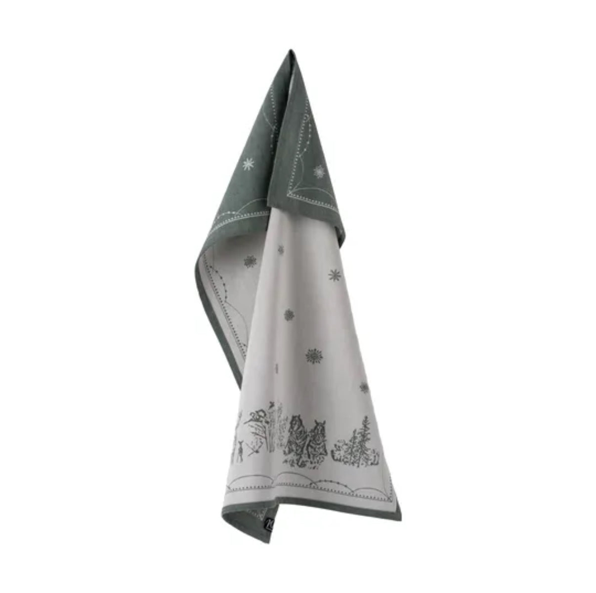 Wik & Walsøe Julemorgen damask kjøkkenhåndkle 50x70cm, hvit/grønn