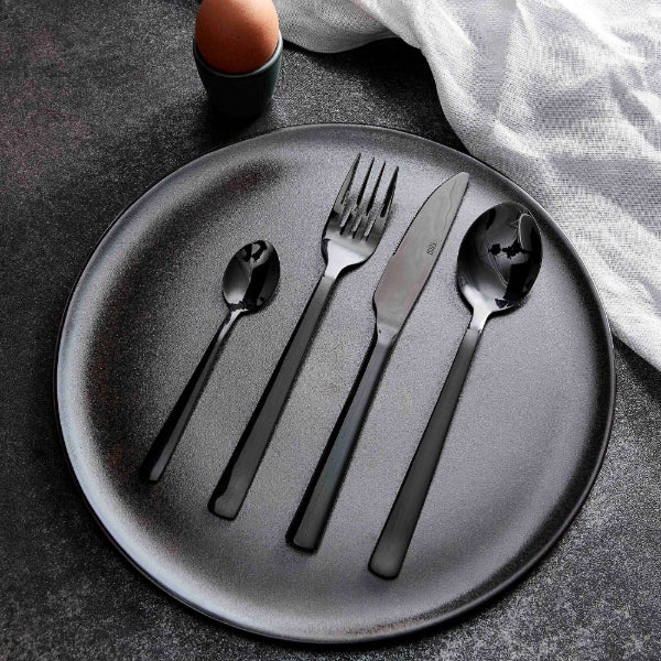 RAW bestikksett sort, 16 deler