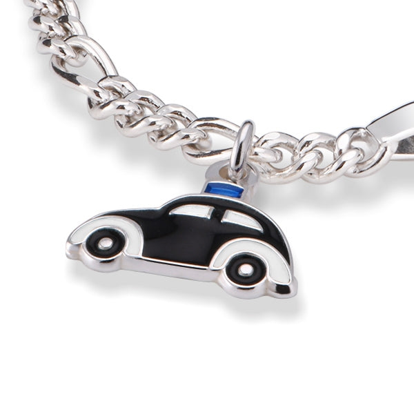 Pia & Per ID-armbånd i sølv, Svart politibil