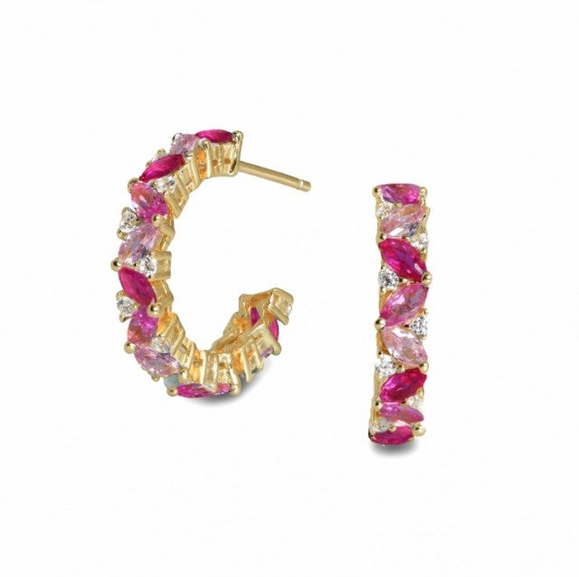 ØREDOBBER I FORGYLT SØLV MED ROSA ZIRKONIA