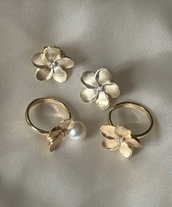 Øredobber i gull med diamant 0,06ct WSI