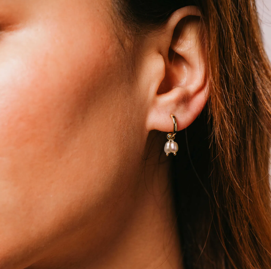 Isle øredobber i forgylt sølv med ferskvannsperle
