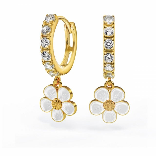 LIV Øreringer i forgylt sølv med zirkonia, Jordbærblomst