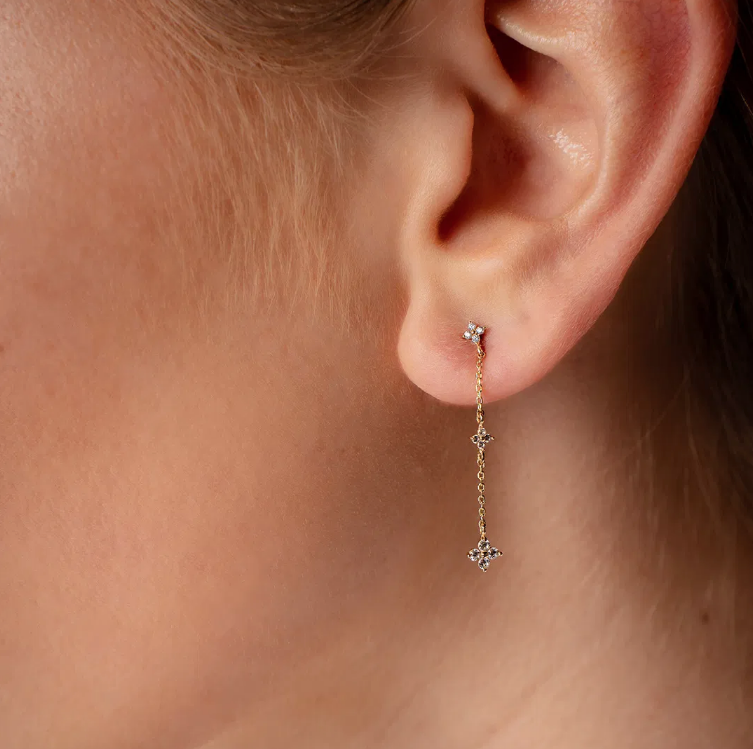 Øredobber i gull med zirkonia