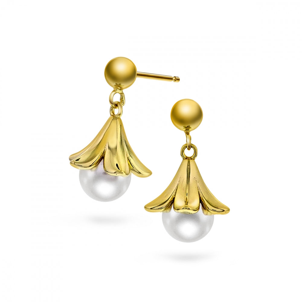 Øredobber i forgylt sølv med perlemor