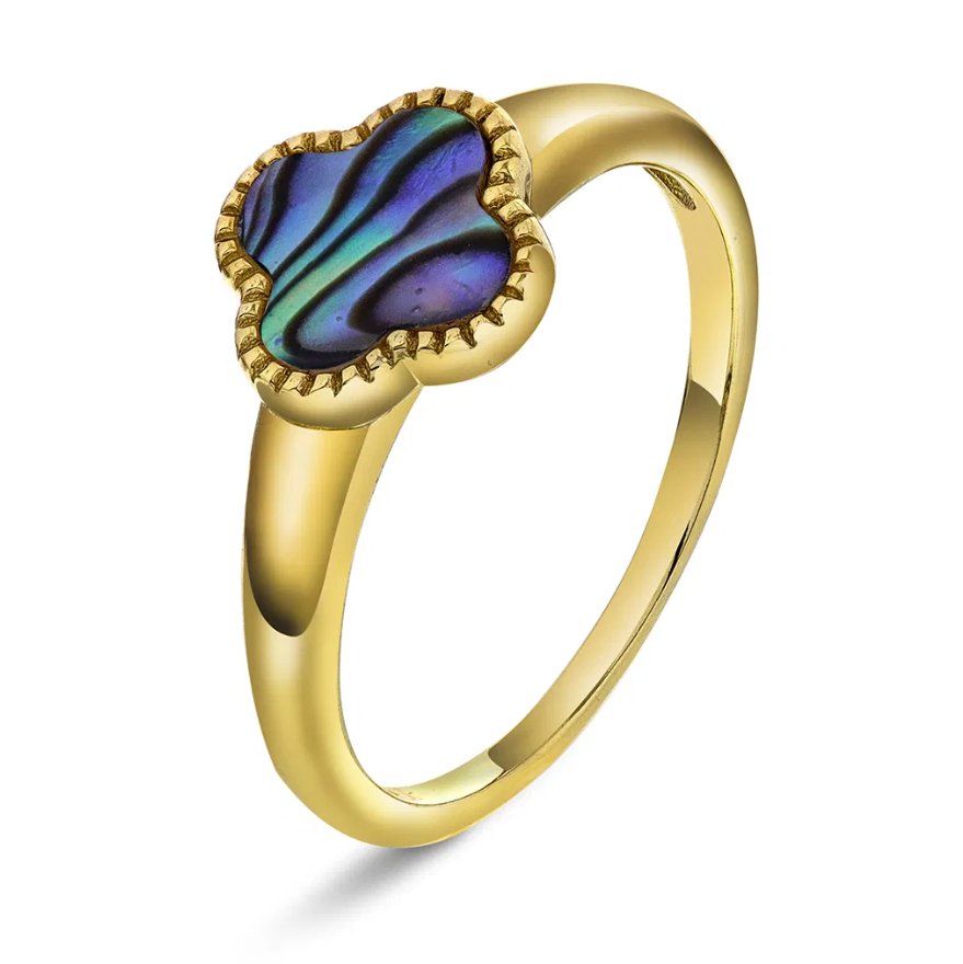 Ring i sølv, Kløver abalone