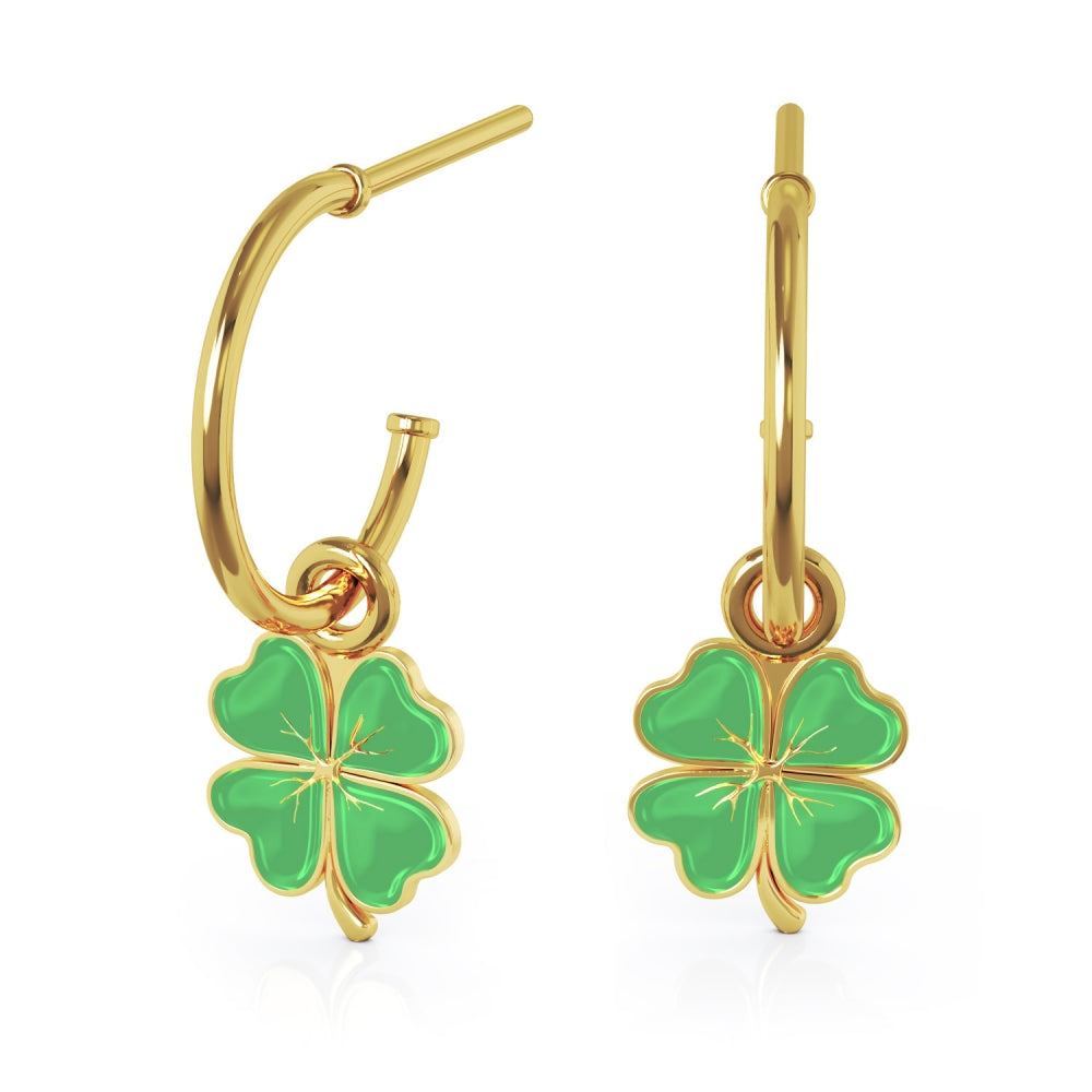 LIV Øredobber i forgylt sølv, Grønn Firkløver