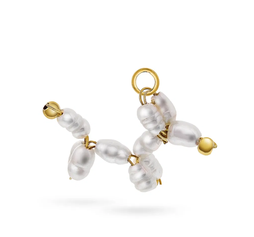 PEARLY PUP CHARM I FORGYLT SØLV