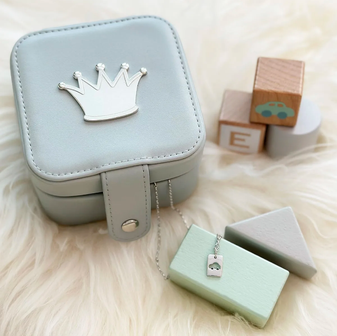 Smykkeskrin i kunstig skinn, blått