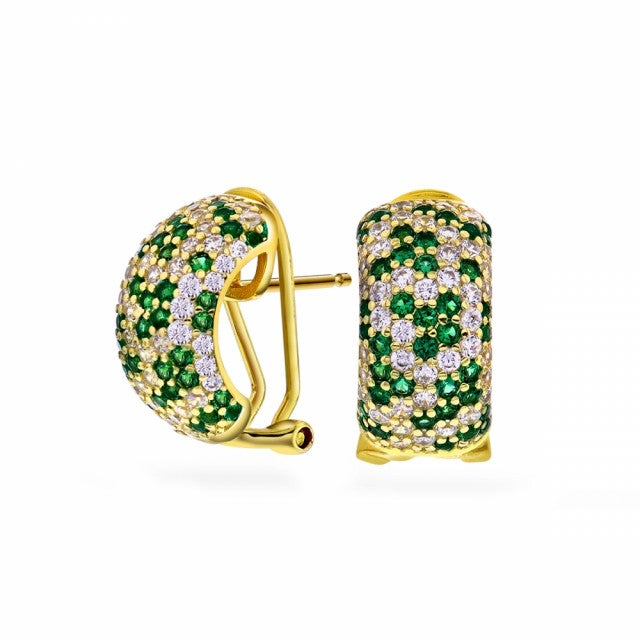 Øredobber i sølv med zirkonia, Hvit/grønn