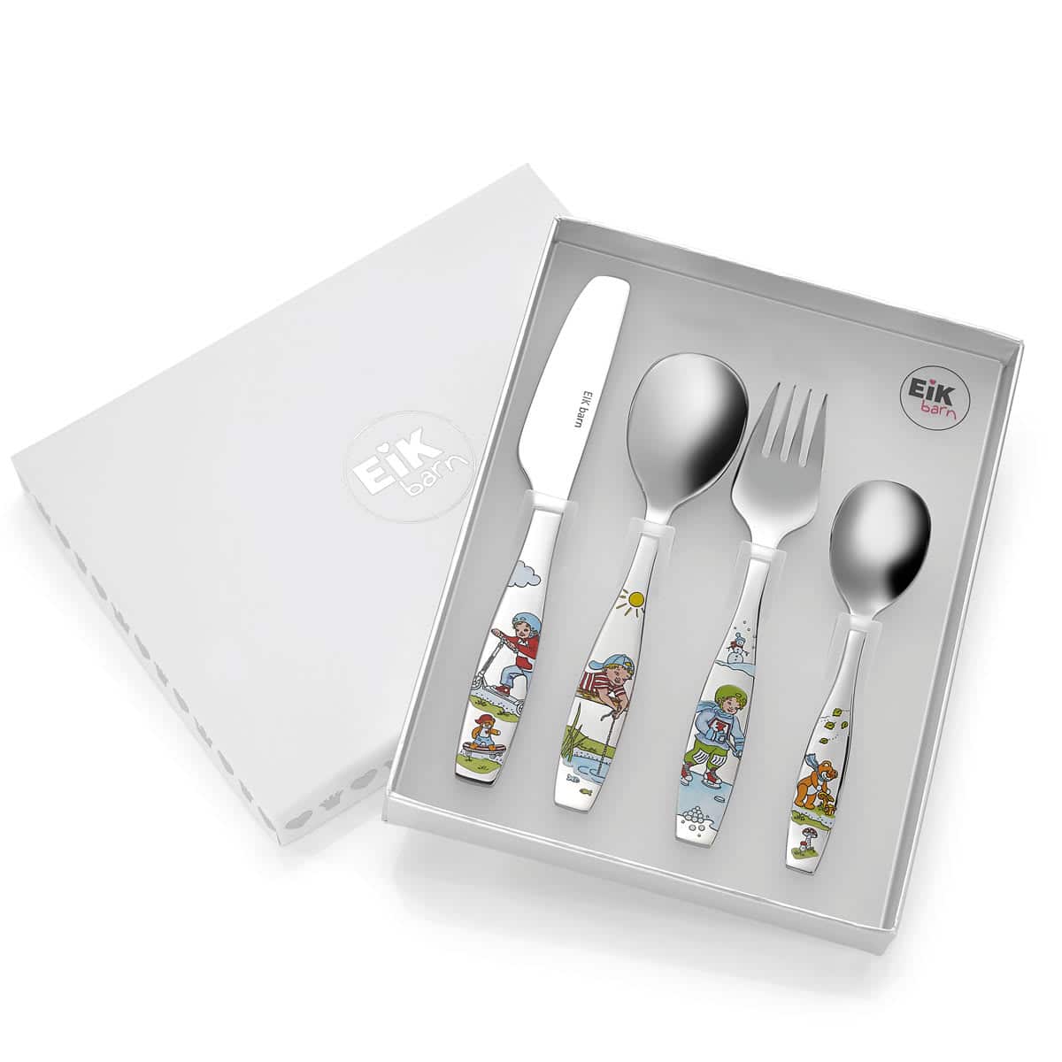 Hjertevenn stålbestikk gutt, 4 deler