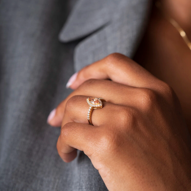 Rose Ring i forgylt sølv, Champagne