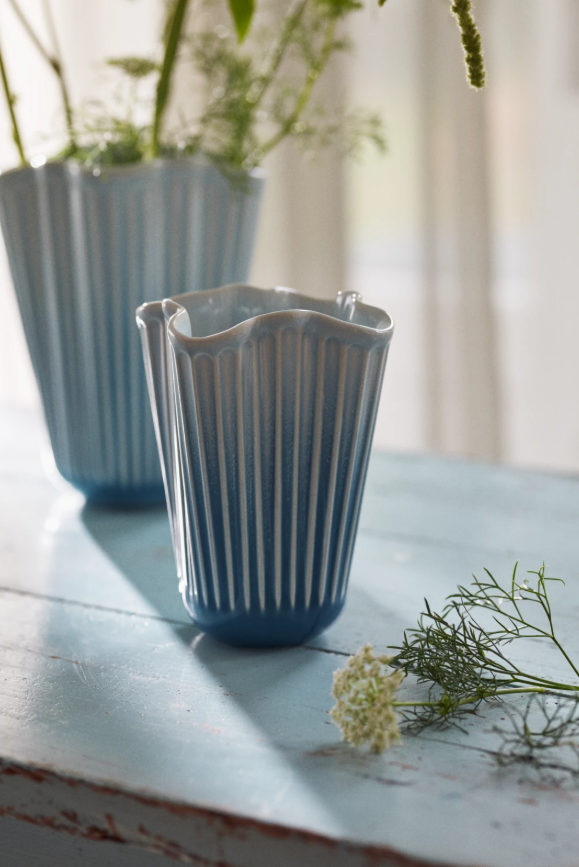 Kähler Hammershøi Unfold Vase Blå, H16,5