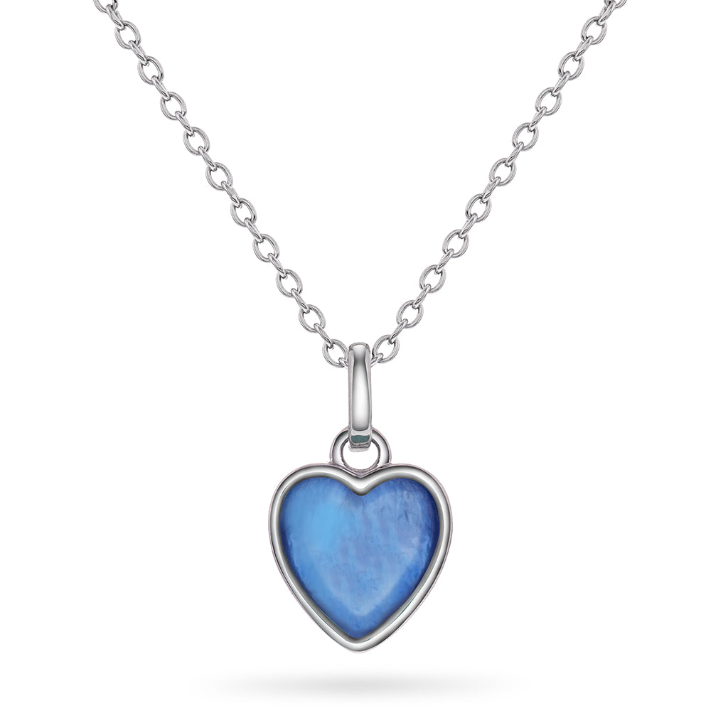 Prins & Prinsesse Smykke i sølv med blått hjerte