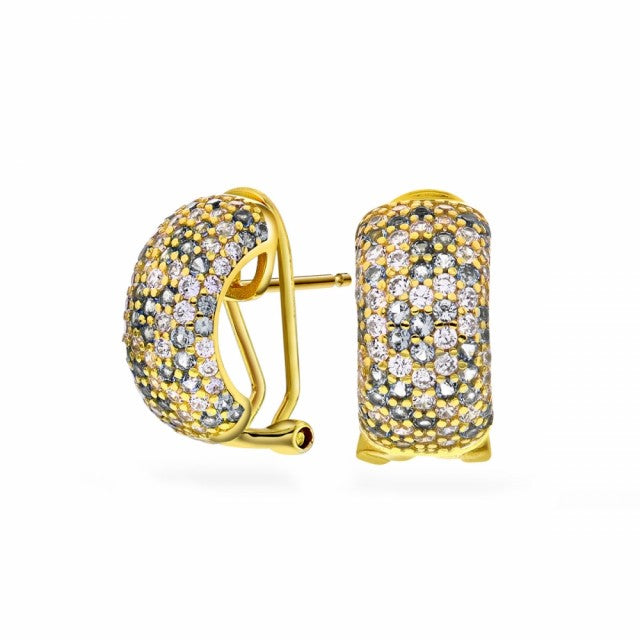 Øredobber i sølv med zirkonia, Hvit/aquamarin