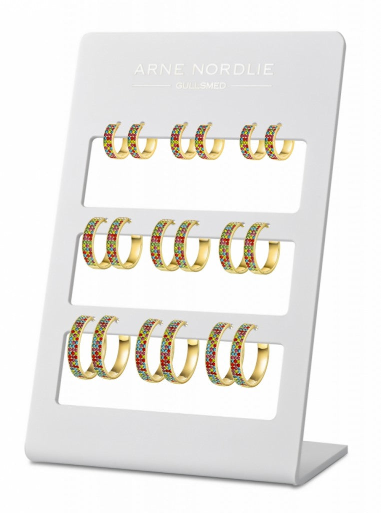 Øreringer i sølv med fargede zirkonia, 20 mm