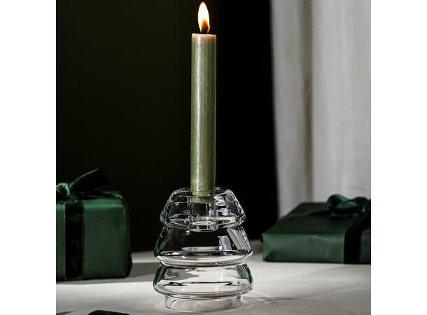 Glasstre stearinlysholder, 10,5cm