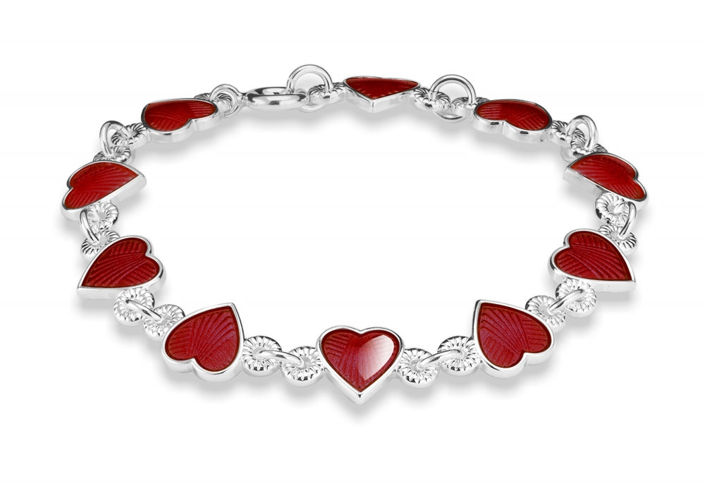 Helarmbånd i sølv, Røde hjerter