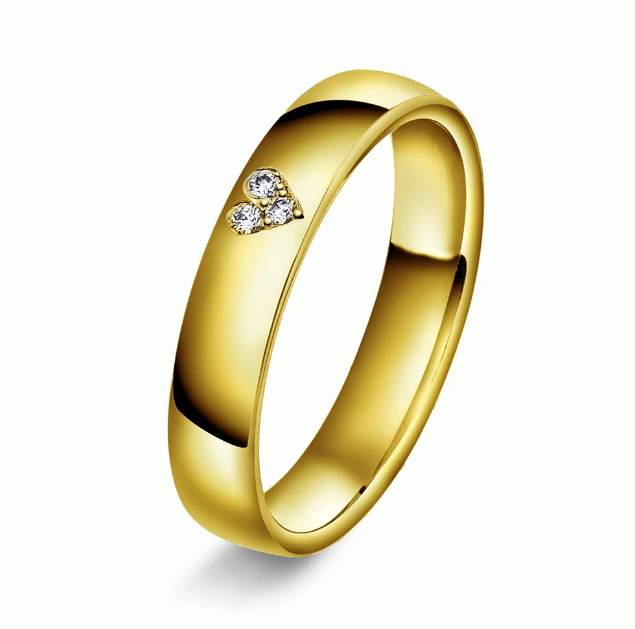 GIFTERING I GULT GULL HJERTEFORMET 0,03 CT WSI 4 MM