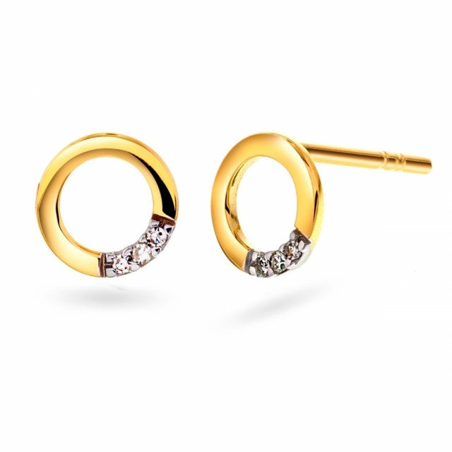 Øredobber i gull med dia. 0,02ct