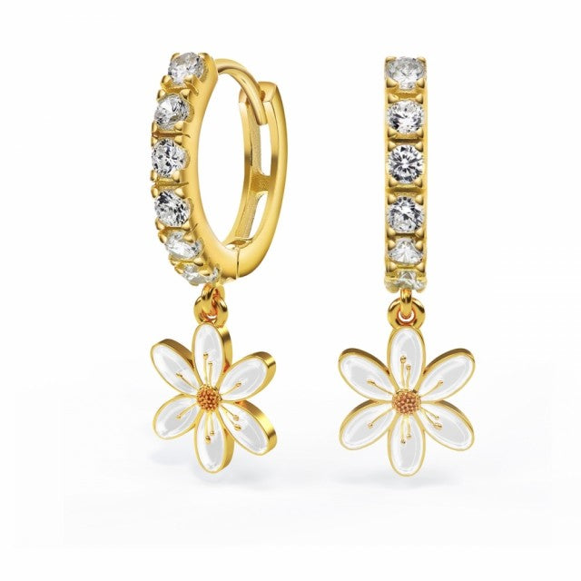 LIV Øreringer i forgylt sølv med zirkonia, Hvitveis