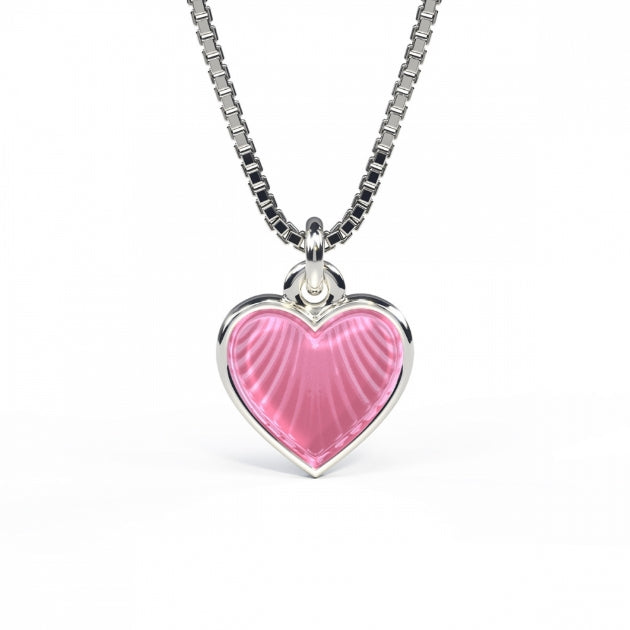 Pia & Per HALSKJEDE I SØLV, ROSA HJERTE 11MM