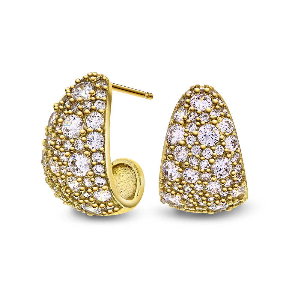 Nora Mørk Øredobber i forgylt sølv med hvit zirkonia